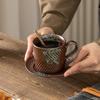 Japanese creative coarse pottery coffee cup saucer retro coffee cup ++ glaze relief red tea cup water cup breakfast cup