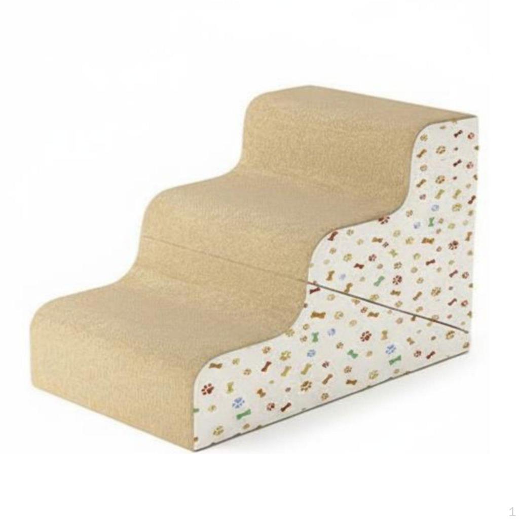 Pet Stairs Ramp Washable Cover Foldable NonSlip Surface ThreeStep Dog for Small