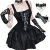 KLGIRL Gothic Black Gothic Lolita Dress, Women's, Cosplay, Halloween, Lolita, Jumper Skirt, Gal, Y2K, Cute Mini Dress, Dark, Harajuku Style, Sweet Lol
