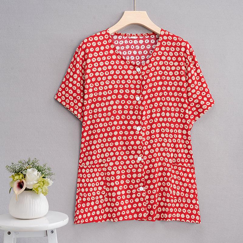 Summer Top Women Cardigan Thin Short Sleeve Plus Size Women's Blouse Summer Loose Vintage Clothes
