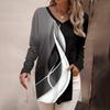 Women's Fashion Long Sleeve Shirts Print Loose Fitted V-Neck Basic Tops Casual Outfits