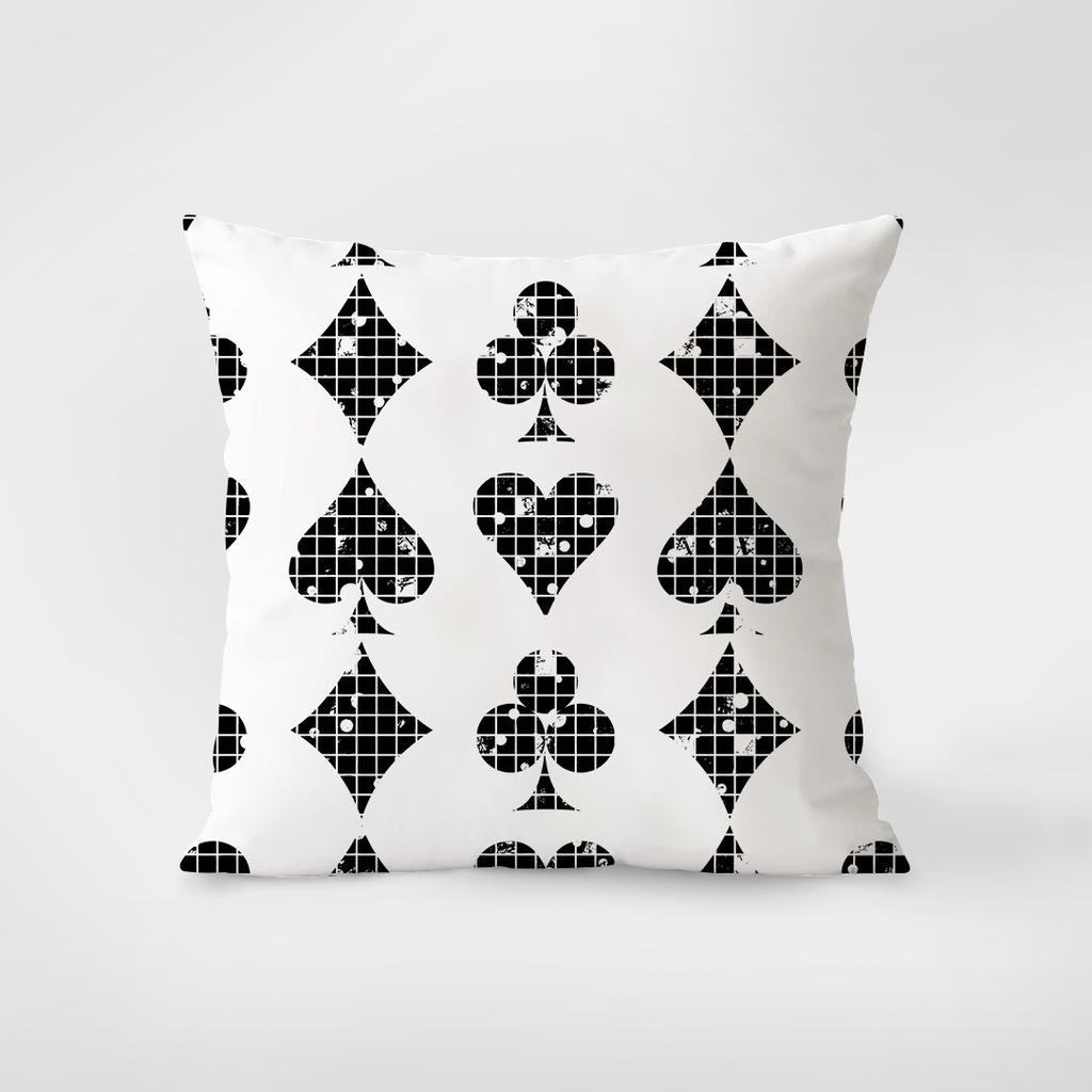Playing Card Pattern Decorative Pillowcase Bedroom Living Room Square Cushion Pillowcase