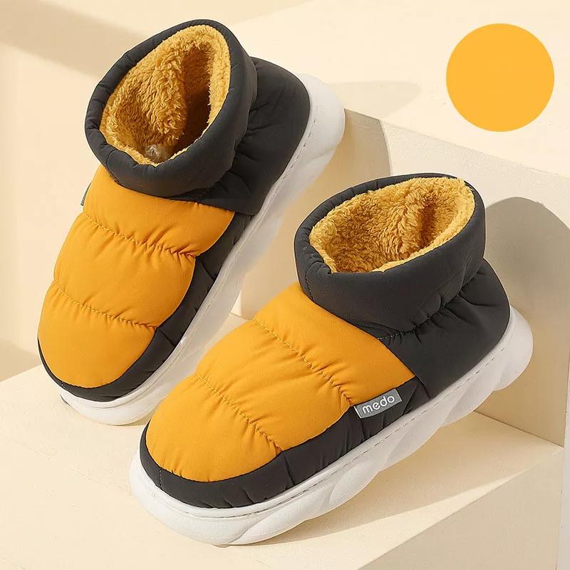 

Теплые зимние мужские и женские пуховые хлопковые тапочки, домашние плюшевые уличные зимние ботильоны с нескользящим мехом на толстой платформе, женская обувь для пар 36-37