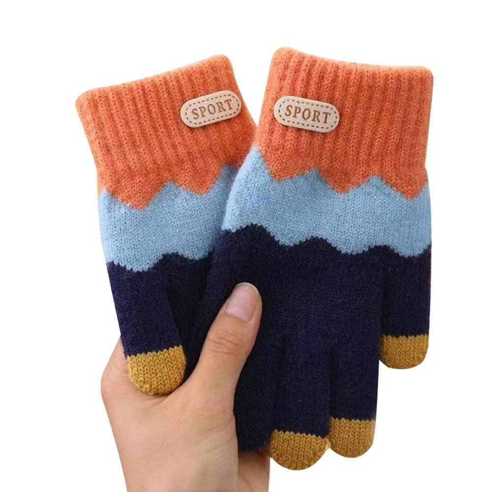 Warm Kids Winter Gloves Coldproof Full Finger Children Mittens Thicken Candy Color Knitted Gloves for 6-14 Years Old