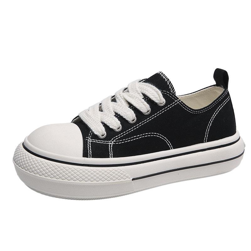 Spring and autumn new canvas shoes female students women's shoes low-top lace-up fashion casual board shoes ins trend white shoes