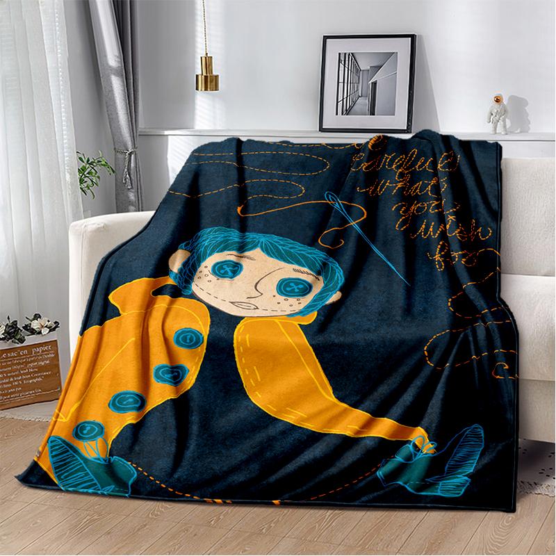 New Coraline Horror Cartoon Gift Soft Flannel Blanket,Throw Blanket Comfortable Blanket for Beds Sofa Home Bedroom Kids