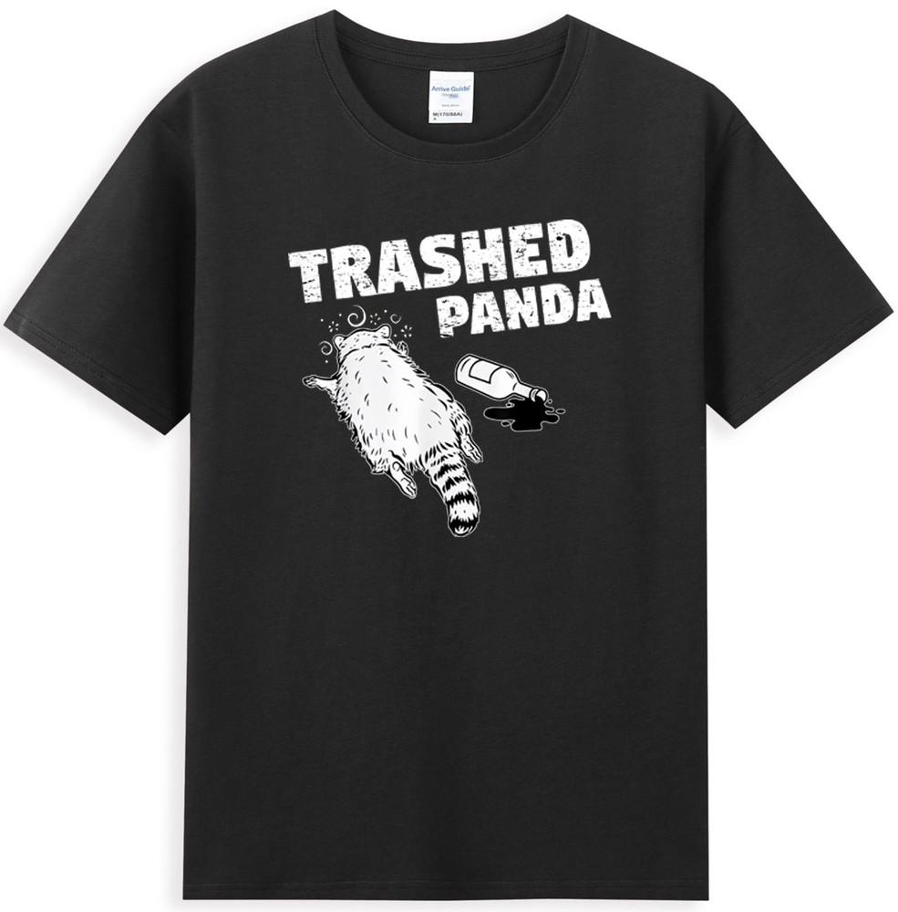 Trashed Panda Funny Drunk Lets Get Trashed Raccoon Meme Unisexs Tshirt