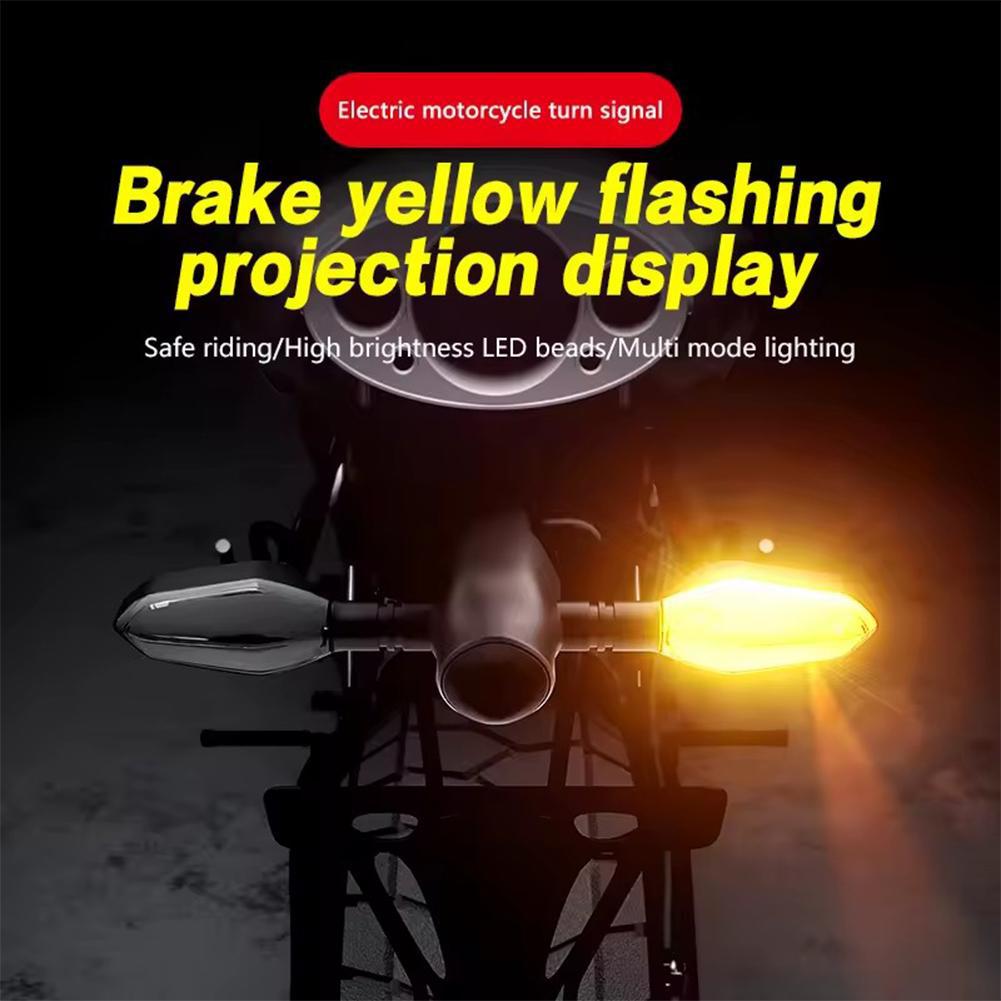 1Pair Motorcycle LED Turn Signals  Flowing Dynamic Blinkers High Brightness Waterproof Projection Turn Light for Motorbike