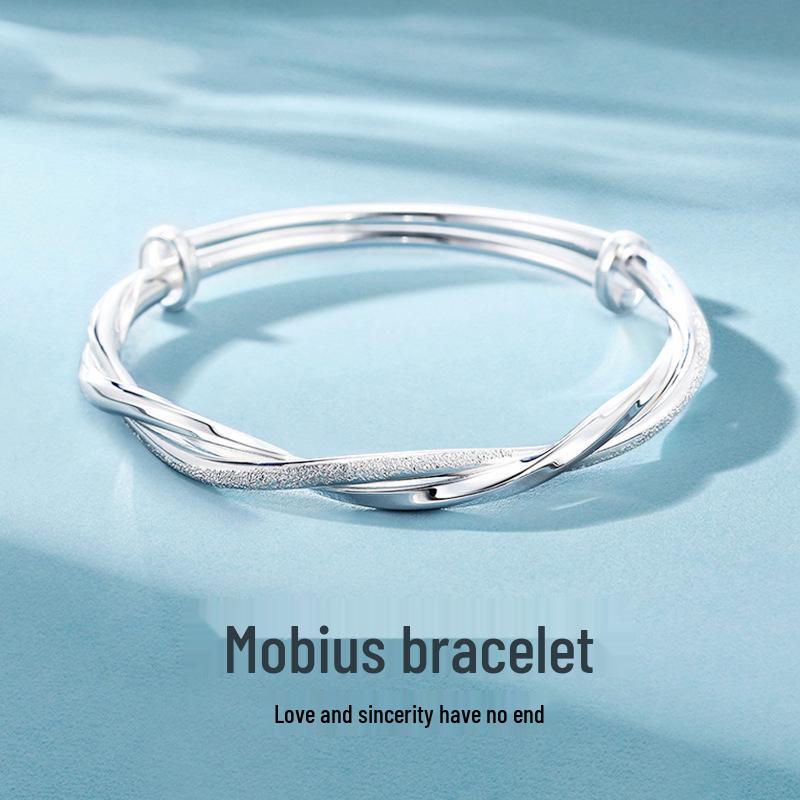 

Solid 999 Fine Silver Möbius Strip Bracelet - Women s Jewelry Gift