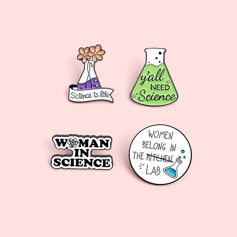 Cartoon Creative Unique Chemistry Experiment Beaker Alloy Badge Brooch For Men Women And