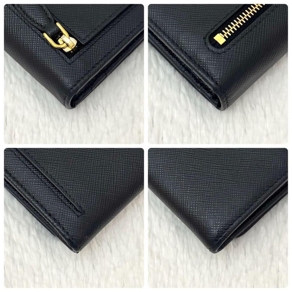 Used Excellent Condition  RFID Built-in PRADA Saffiano Long Wallet with Pass Case, Black