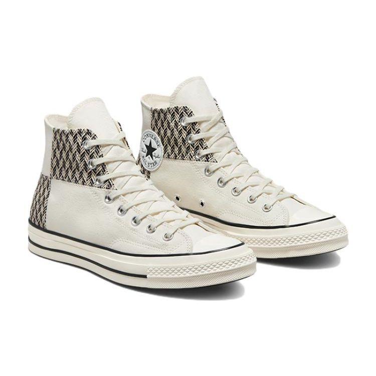 Кроссовки унисекс Converse Chuck 70 High Herringbone Patchwork Cream Egret White A03279C — фото 2