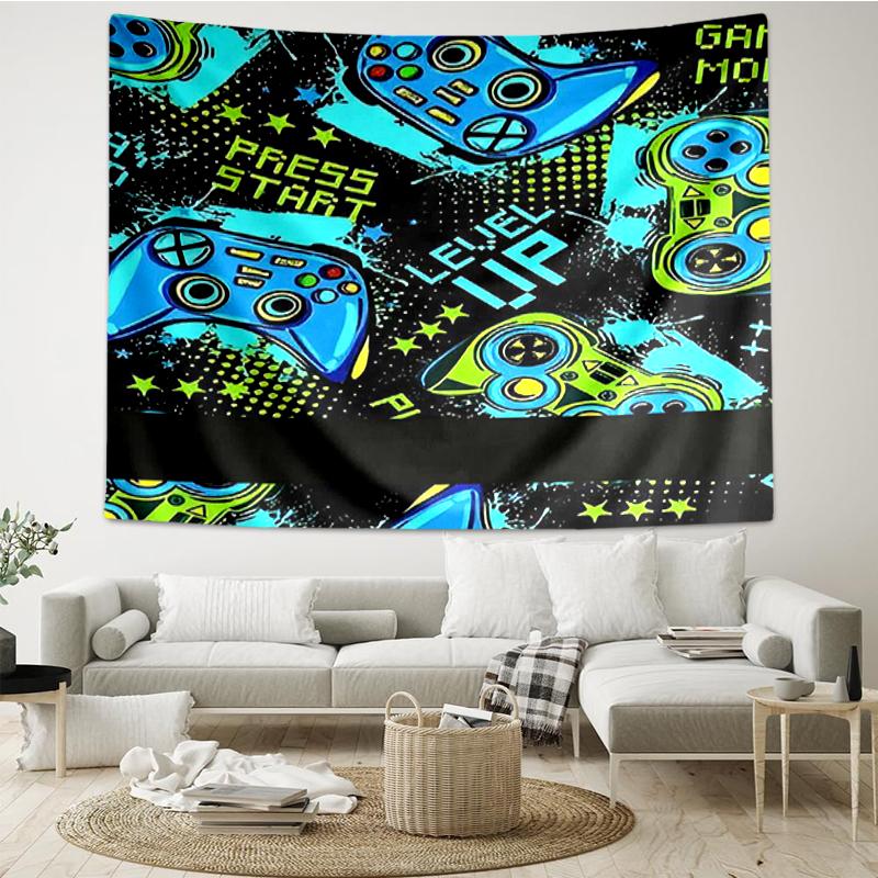 Game-Controller Print Tapestry, Backdrop, Easy Setup, Ideal for Bedroom, Office & Living Room, with Aesthetic Wall Hanging Decor.