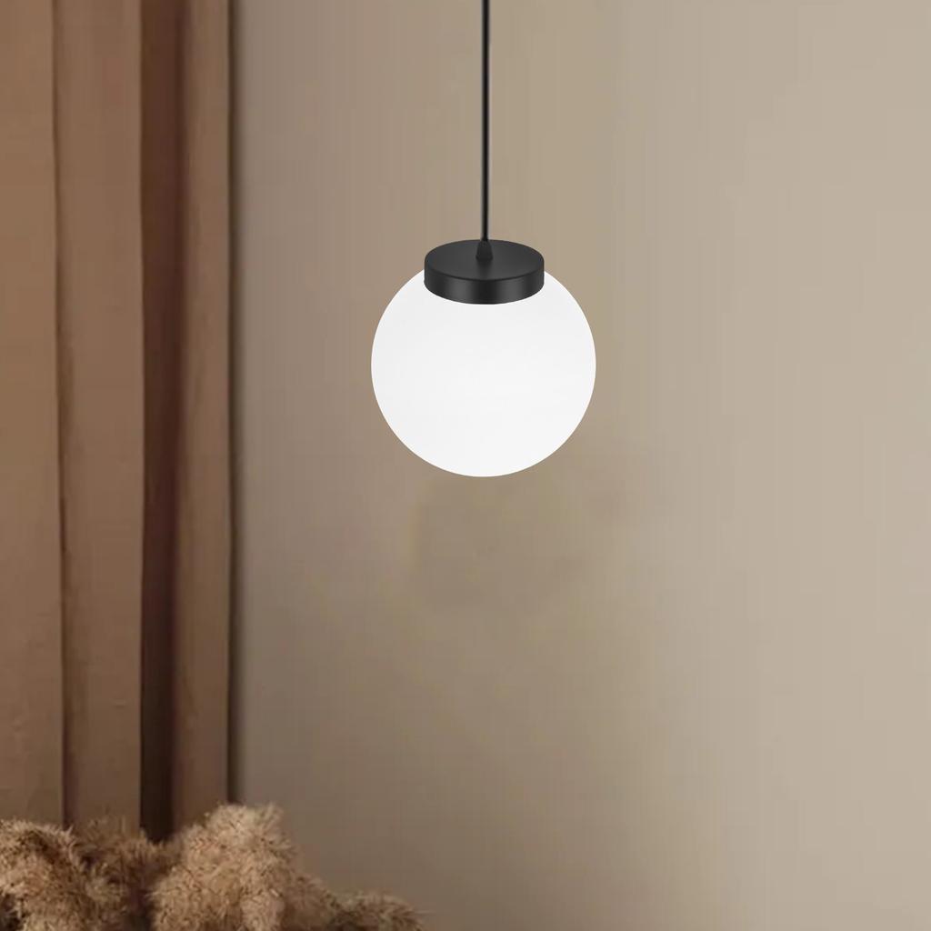 White Round Glass Lampshade Frosted Matte Globe Design for Ceiling Mount Hanging Pendant Lights Decorative Ambient Light Cover