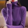 Women's 100% Pure Wool Turtleneck Sweater - Autumn/Winter Loose Knit Pullover, Cashmere High Neck Top