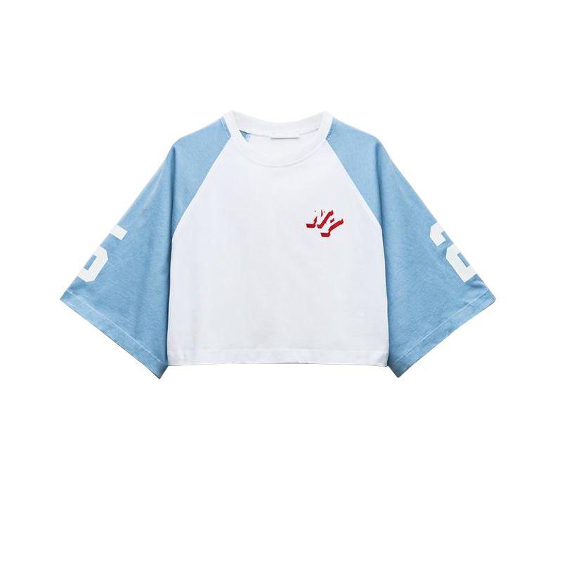 

Весна Новая Свободная футболка с круглым вырезом и принтом букв 0264348 Плюшевые повседневные шорты 0264349 Tops S