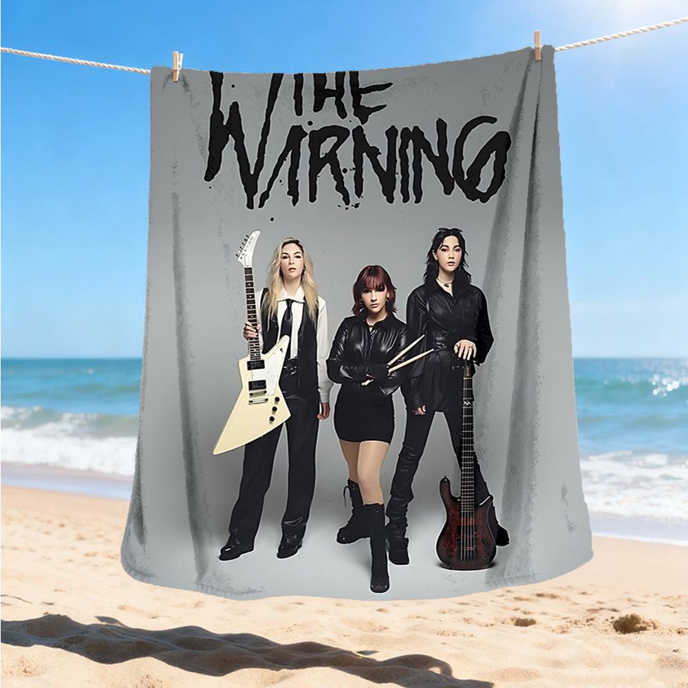 1pc The Warning Band Outdoor Flannel Blanket, Cozy & Warm Soft Te Playful Design, Napping Camping,