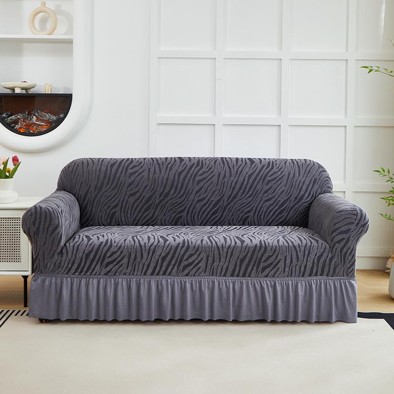 1pc Cationic Wave Skirt Sofa Cover All-inclusive Elastic Jacquard Sofa Slipcover Universal Anti-slip Adjustable Sofa Protector