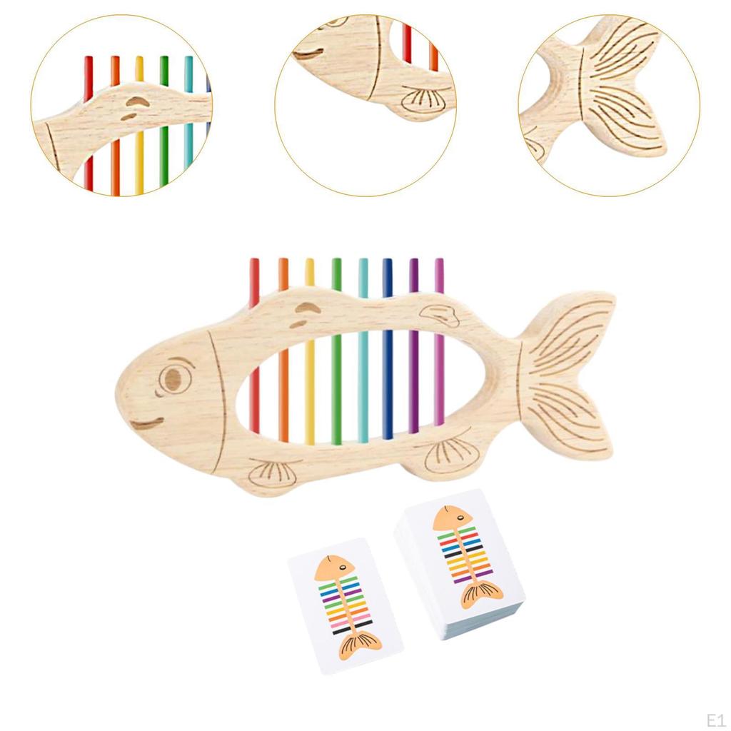 Wooden Fishbone Matching Toy,Fine Motor Early Education Toy Developmental Game Sensory for