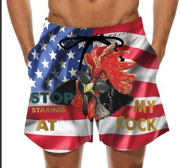 Men's 3D Turkey Head & Banana Print Swim Shorts