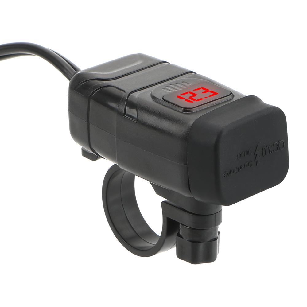 Vehicle-mounted Motorcycle Quick Charger Digital Voltmeter Adapter Dual USB Charger QC 3.0 Moto Accessories Waterproof Dustproof