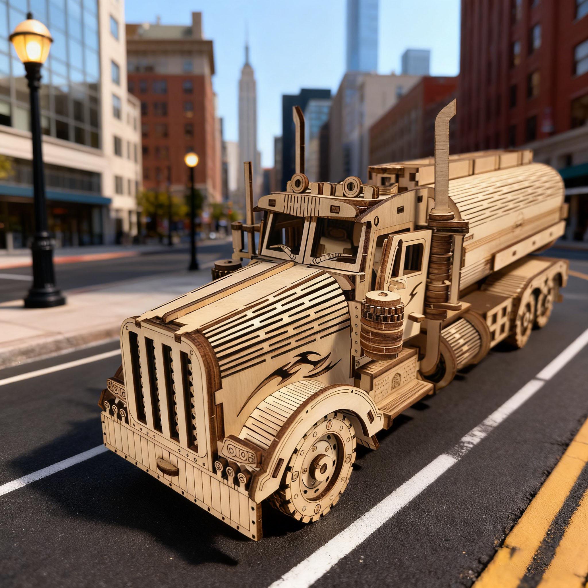 Wooden Mini Oil Tanker Model Toy Puzzle DIY Wooden 3D Puzzle Truck Assembly Educational Birthday Gift Christmas Present белый
