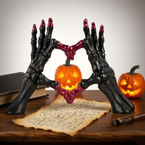 Skeleton Hand Figurine Halloween Gothic Love Heart Gesture Bone Hand