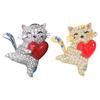 Modische Katzen mit Herz-Umarmung Brosche Stabile Legierung Accessoire Eleganter Alltags Schmuck Für Outfits