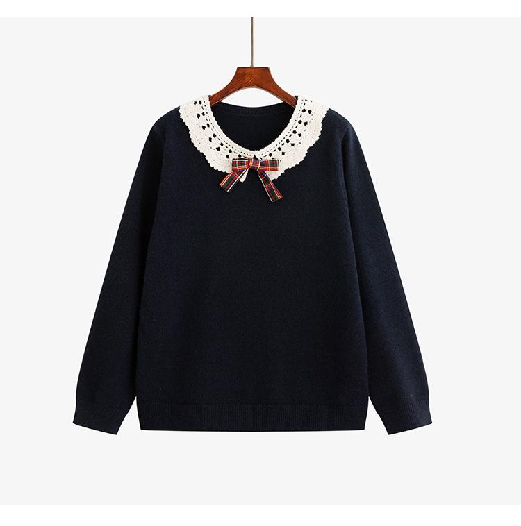Plus Size Women's Winter Doll Collar Sweater - Age-Reducing Casual Knitwear, 2025