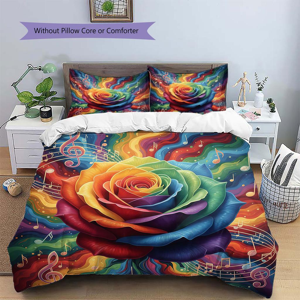 Rainbow ball, rose Pattern Bedding Quilt Set Quilt Cover Pillowcase Home Decoration Birthday Gift (1 * duvet cover + 2 * pillowcase, without core)