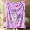 Sweet & Cool Cute Kuromi Flannel Blanket Japanese Anime Soft Warm Throw Blanket Camping Office Bedroom School Nap Blanket