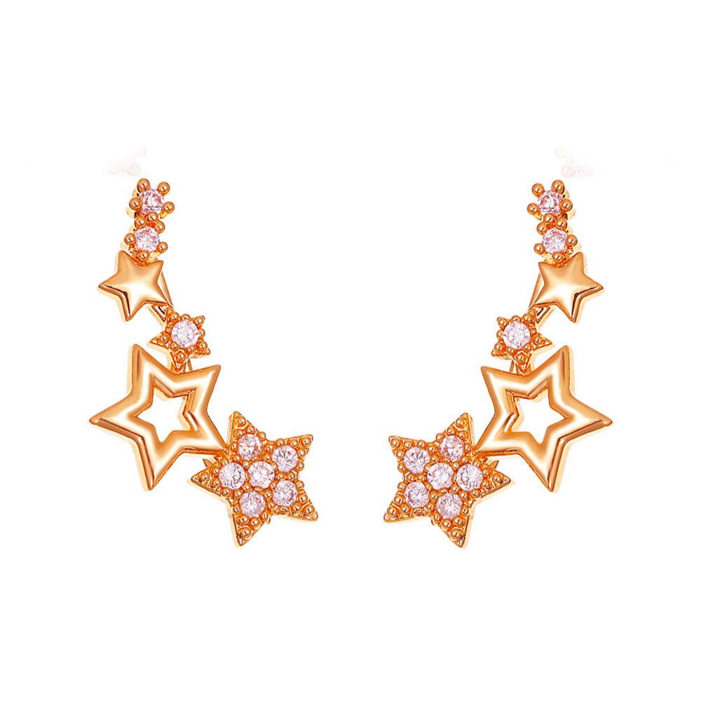 925 Silver Star Zircon Earrings Elegant Wedding Party Jewelry For Women Hypoallergenic Piercing Earrings