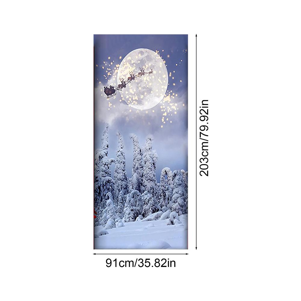 Christmas Front Door Covers New Year Outdoor Door Cover Decoration Christmas Party Front Door Background Decoration Supplies