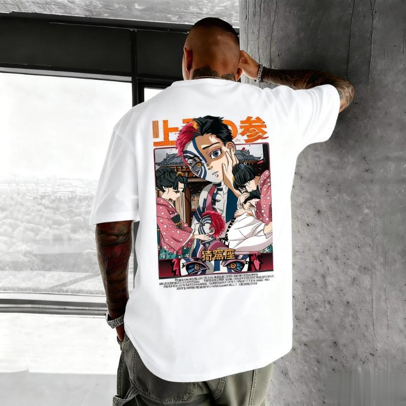 Unisex Summer Y2k Demon Slayer Anime T Shirt Men Women Short Sleeve Tee Japanese Graphic Print Streetwear Oversized Casual Tops