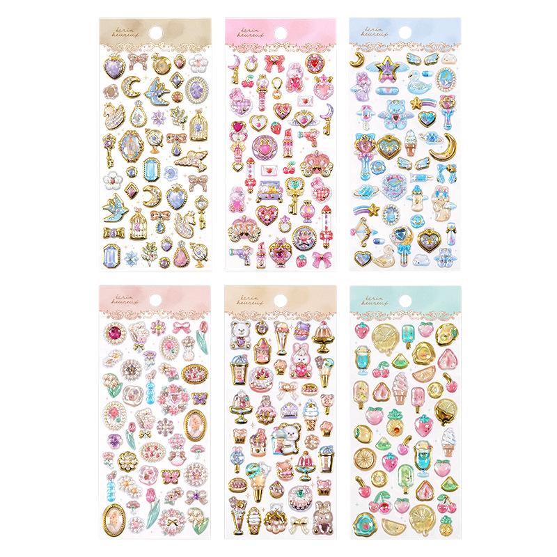Hot Selling 3D Relief Crystal Stickers 1pcs Glitter Diamond Gemstone Decals for Toddler Girl Educational Reward Phone Case
