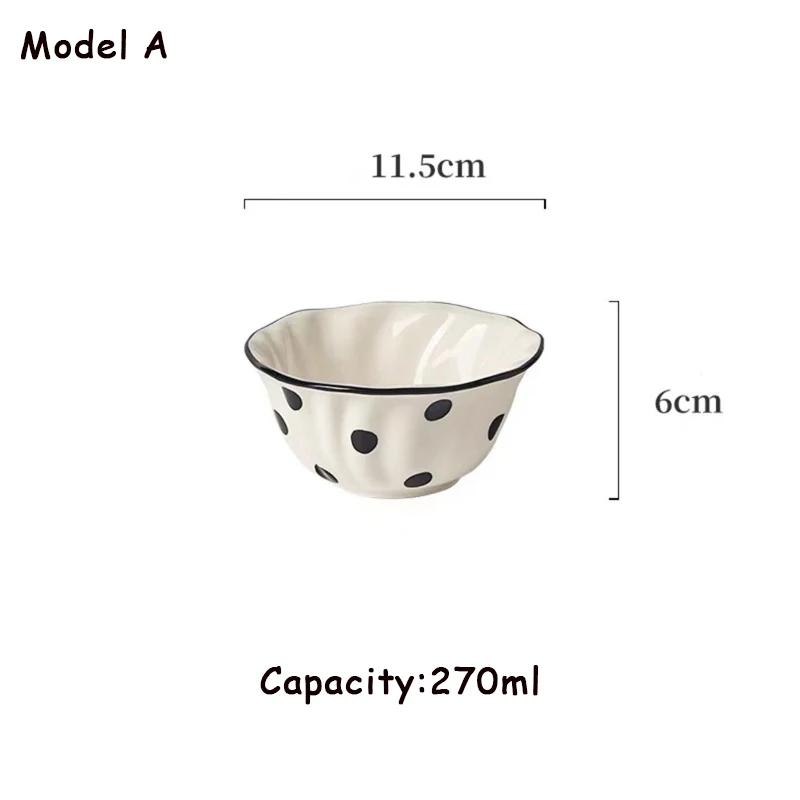 

Large Fish Tray, Flower Shape Plate for Food, Polka Dot Pattern, Household Kitchen Ceramic Dinnerware, Bowl Dishes Set