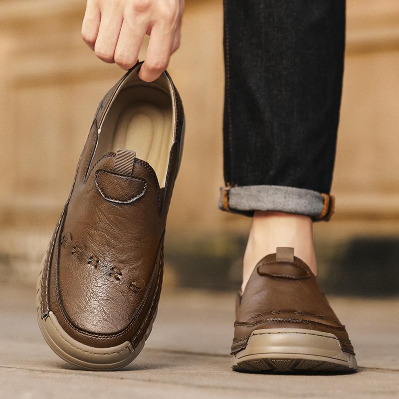 Fashion Outdoor Comfortable Ankle Sports and Casual Leather Shoes Autumn Fashion Brand Breathable Handmade Stitching Casual Men's Shoes