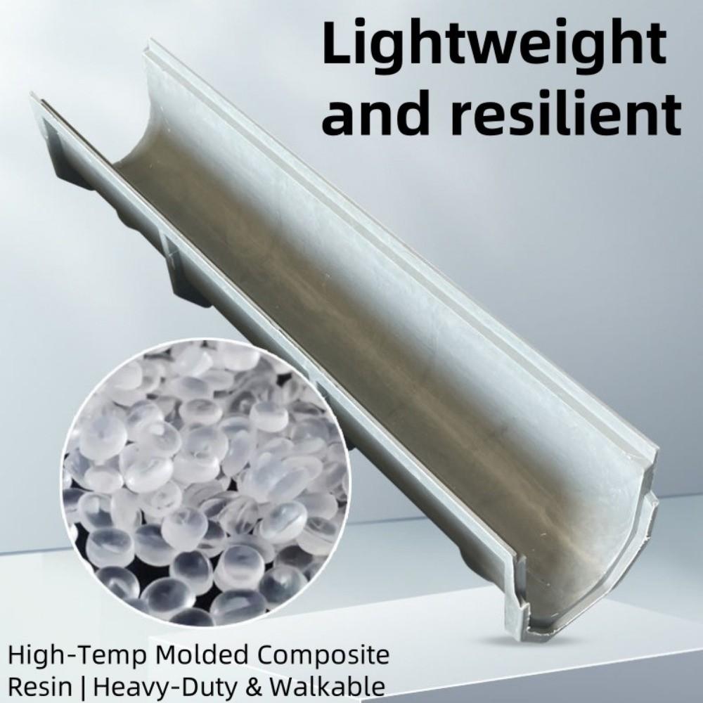 Gouttière de Drainage en Résine Grille Robuste à Rangée Unique Fossé de Drainage Fini Gorge en U Couvercle en Acier Inoxydable Drain Linéaire