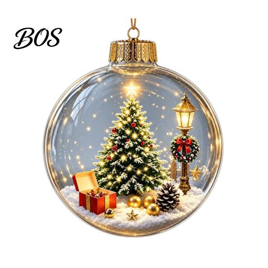 Christmas Party Supplies Glowing Clear Ball Ornament, Light Up Story Decoration with Warm LED Unique Holiday Souvenirs Light, Mini Scene Xmas