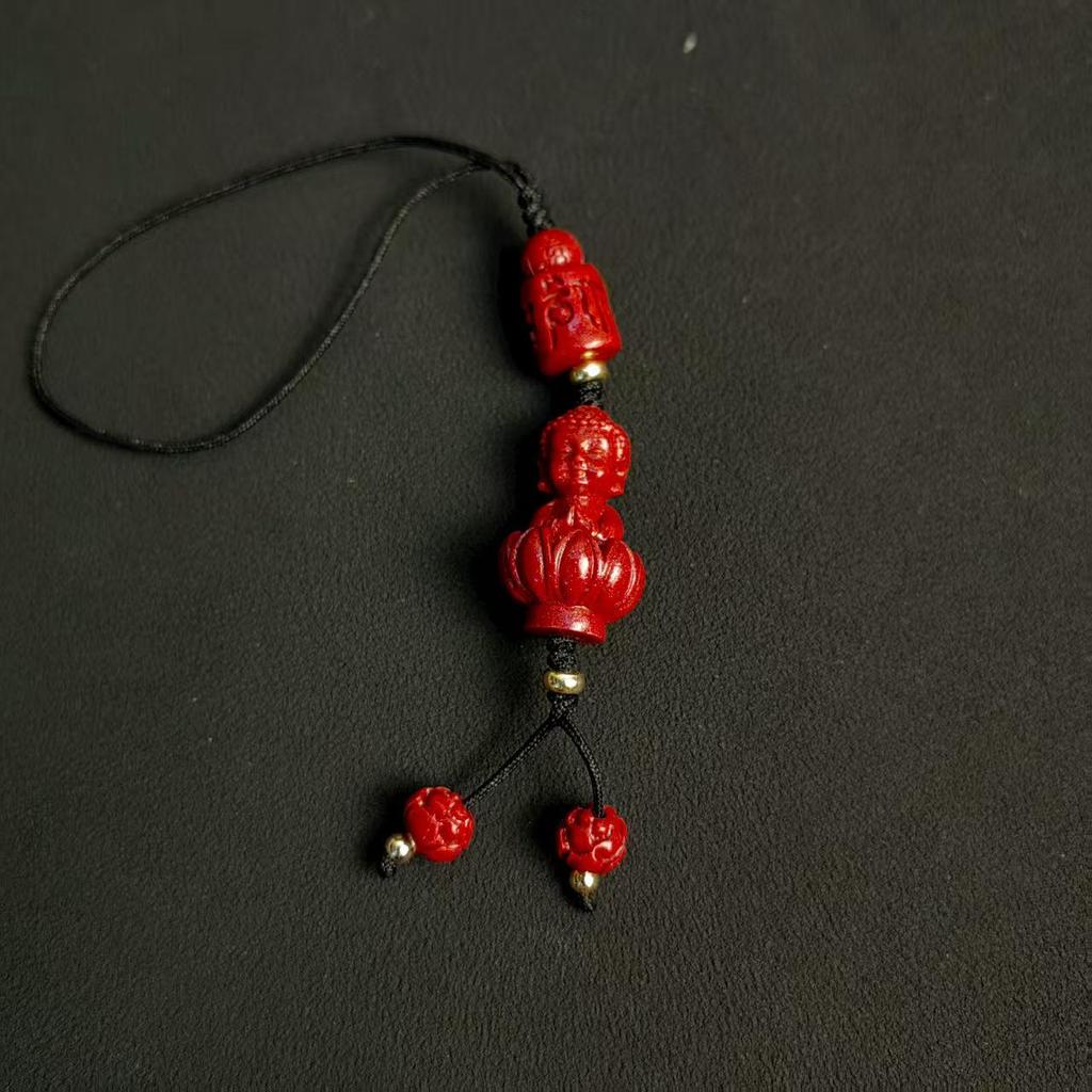 Chinese Purple Gold Sand Fu Mobile Phone Charm - Cinnabar Gourd Ruyi Pendant Key Ornament