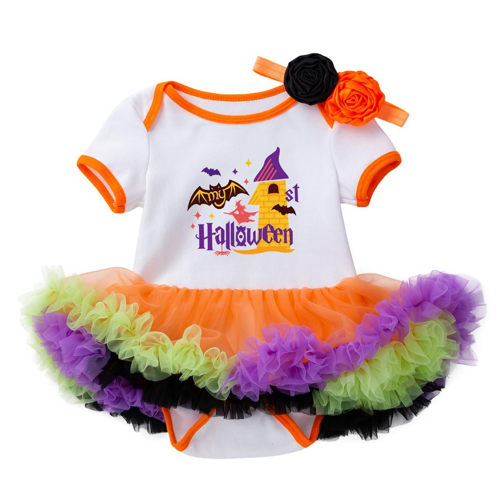 Infant Baby Girls Kids Skirts Set 2PC Romper + Headband Halloween Outfits