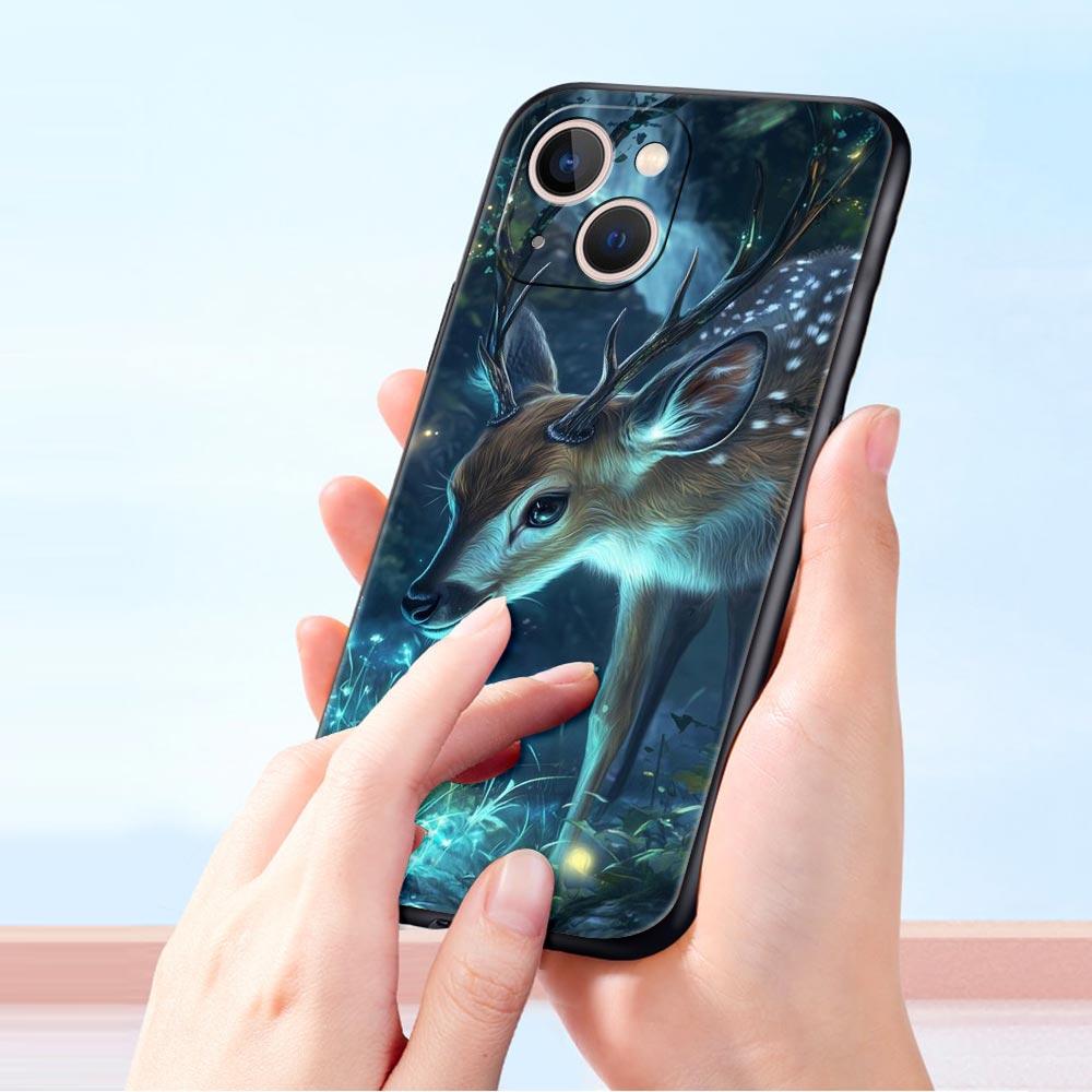 Cartoon Animal Deer Phone Case Cover for iPhone 17 16 15 14 13 12 Pro Max 11 Pro Max 17 AIR Plus Shockproof Soft TPU Shell Capas