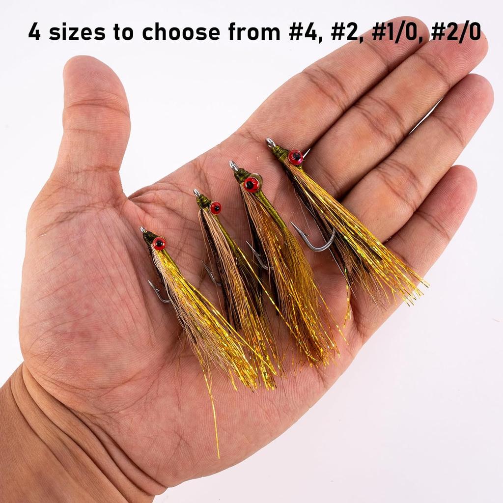 Dr.Fish 6 Pack Clouser Minnow Fishing Flies Streamer Hand Tied Bass Fly Fishing Lure Artificial Baitfish Smallmouth Saltwater Freshwater Striper