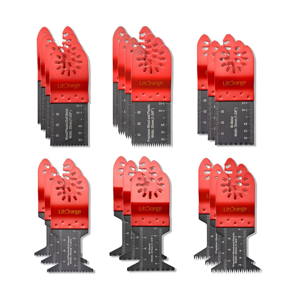 Litorange Multi Tool Replacement 6 20 Piece Wood Hitachi Black and Dremel Blade Cut and Cut Saw Tip Tool Compatible Blades, Types, Set, Red,