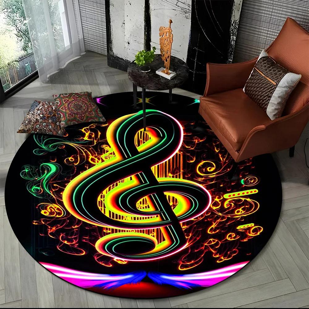 3D Musical Note Piano Art Round Carpet Rug for Living Room Bedroom Child Playroom Chair Decor,Pet Area Rug Non slip Floor Mat