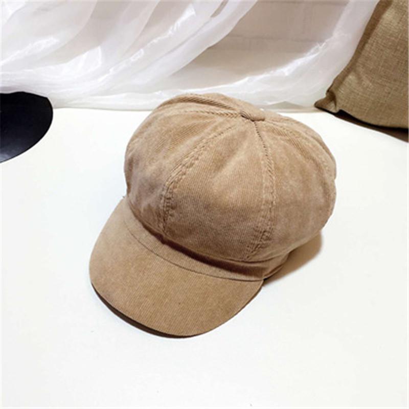 Retro Soft Vintage Corduroy Octagon Cap 