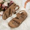 Metal Buckle Mule Sandals Women Summer 2025 Comfortable Flat Heels Cork Sandals Woman Plus Size 42 Non Slip Casual Beach Shoes
