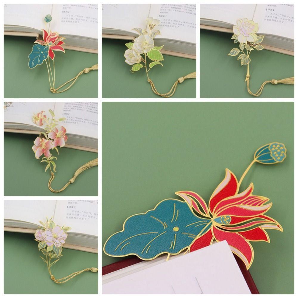 

Цветочная книжная скрепка Выдолбленная кисточка Закладка книги Пагинатор Металл Цветочные закладки Канцелярские товары