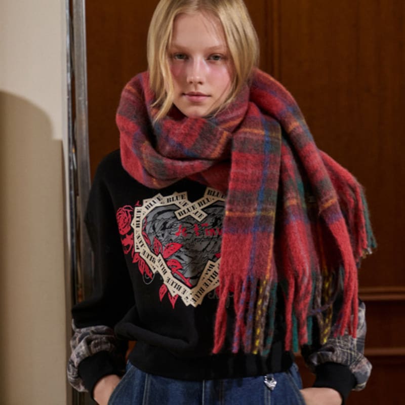 EGOIST [BLUE LABEL] Wool Blend Wide Check Muffler ER4OAM01