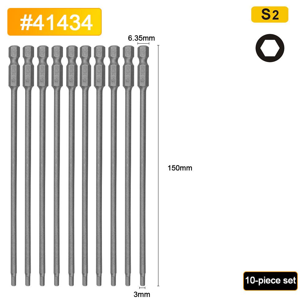 BESTIR 10pcs Hexagon Screwdriver Bit Set 1.5mm-6mm Alloy Steel Single Head Magnetic 1/4" Hex Shank Pneumatic Hexagon Batch Head
